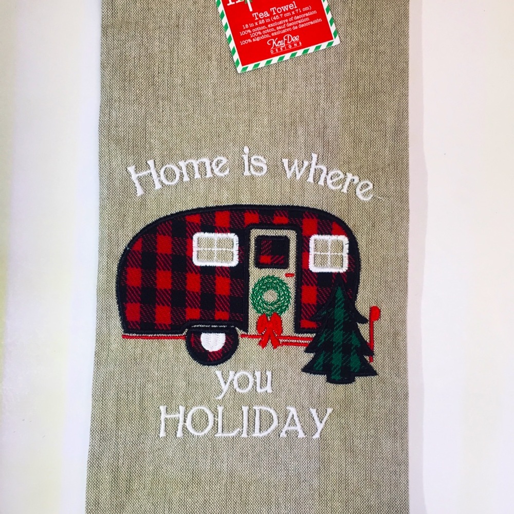 Buffalo Plaid Xmas Camper Kitchen Tea Towel